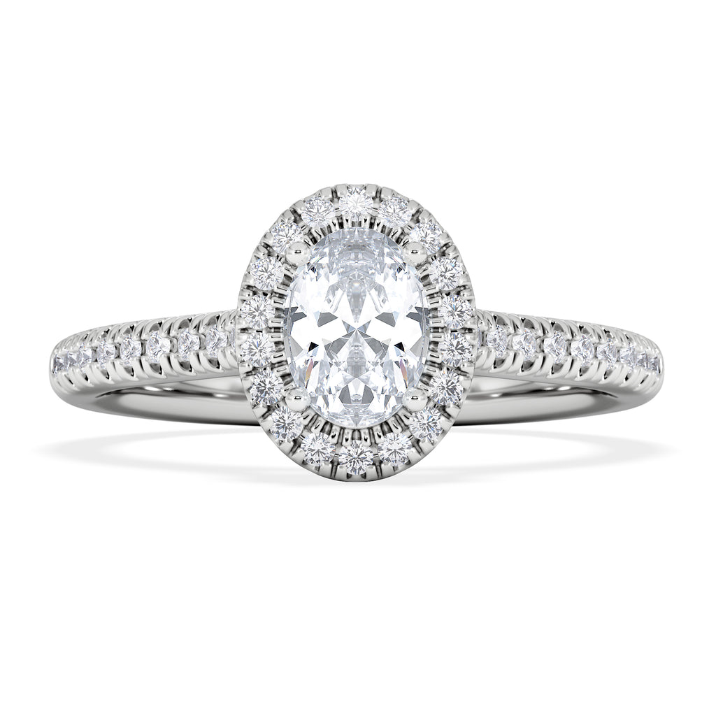 Lumia Oval Cut Lab Diamond Halo Ring 0.70ct F/VS in 9K White Gold