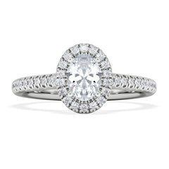 Lumia Oval Cut Lab Diamond Halo Ring 0.70ct F/VS in 9K White Gold