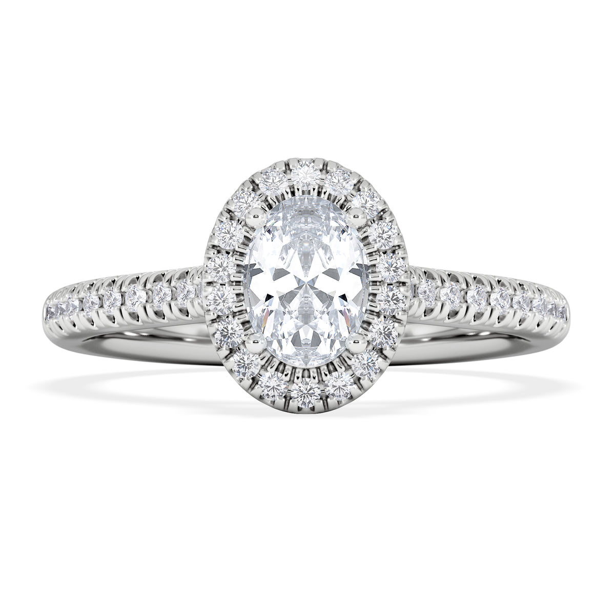 Lumia Oval Cut Lab Diamond Halo Ring 0.70ct F/VS in 9K White Gold