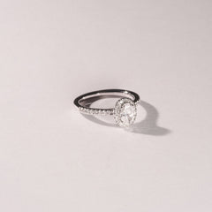 Lumia Oval Cut Lab Diamond Halo Ring 0.70ct F/VS in 9K White Gold