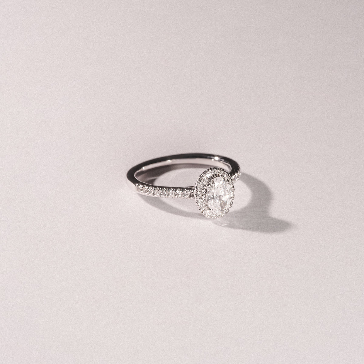 Lumia Oval Cut Lab Diamond Halo Ring 0.70ct F/VS in 9K White Gold
