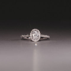 Lumia Oval Cut Lab Diamond Halo Ring 0.70ct F/VS in 9K White Gold
