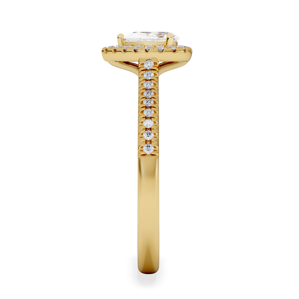 Lumia Pear Cut Lab Diamond Halo Ring 0.70ct F/VS in 9K Gold