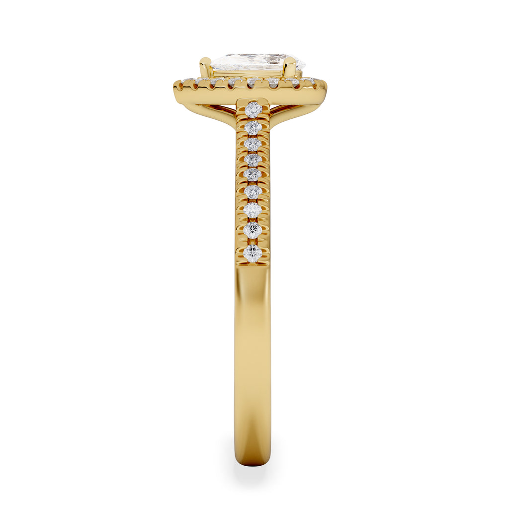 Lumia Pear Cut Lab Diamond Halo Ring 0.70ct F/VS in 9K Gold