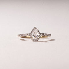 Lumia Pear Cut Lab Diamond Halo Ring 0.70ct F/VS in 9K Gold
