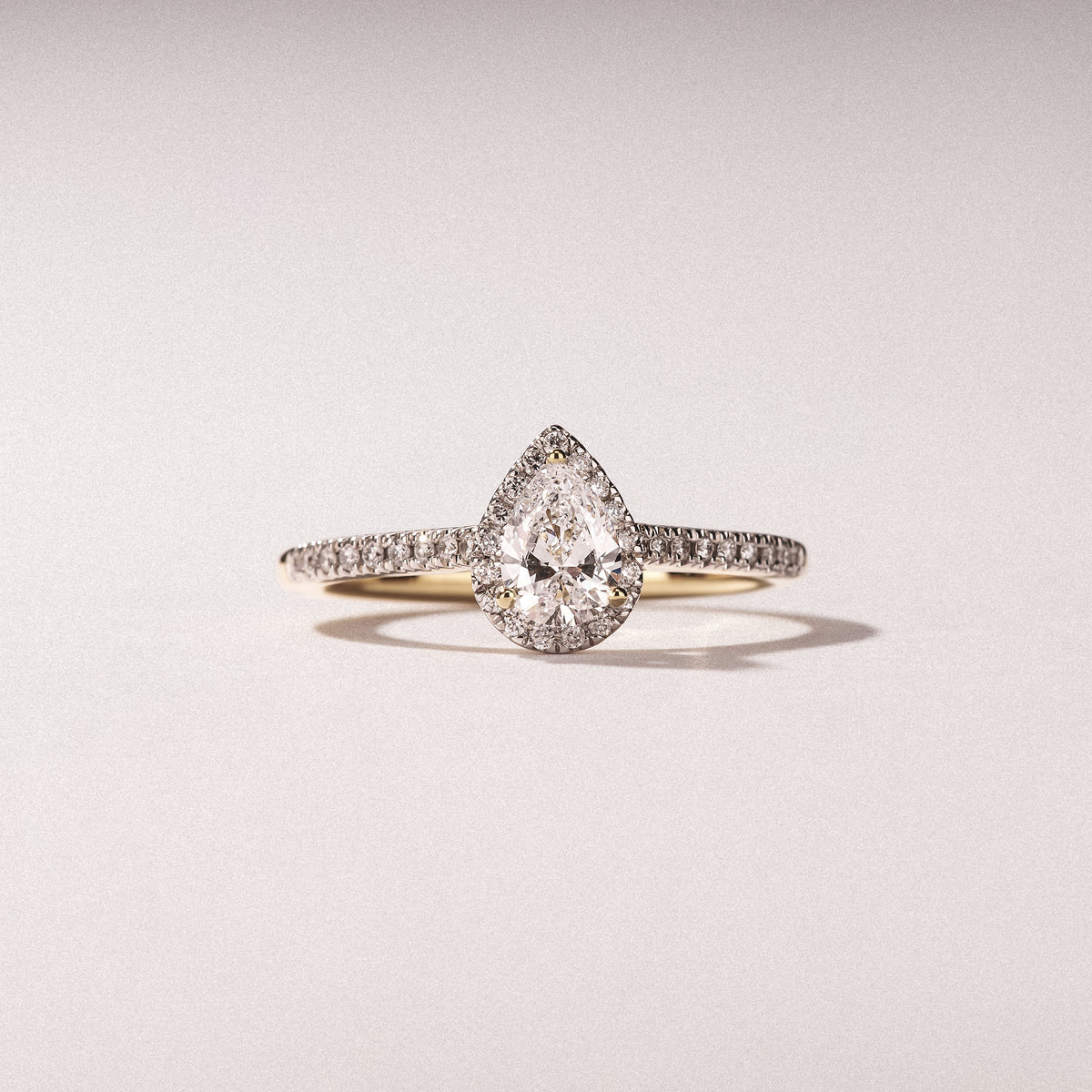 Lumia Pear Cut Lab Diamond Halo Ring 0.70ct F/VS in 9K Gold
