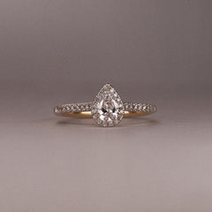 Lumia Pear Cut Lab Diamond Halo Ring 0.70ct F/VS in 9K Gold