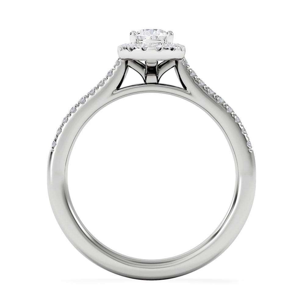 Lumia Pear Cut Lab Diamond Halo Ring 0.70ct F/VS in 9K White Gold
