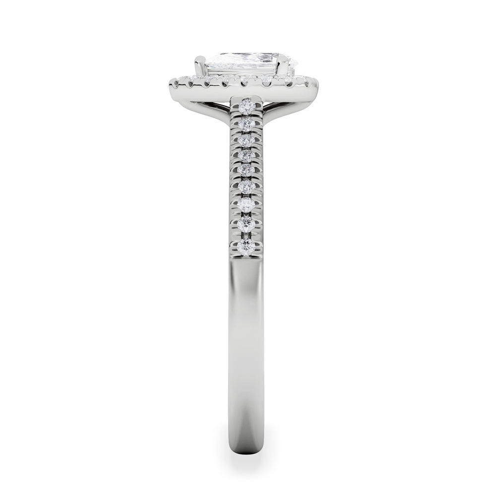 Lumia Pear Cut Lab Diamond Halo Ring 0.70ct F/VS in 9K White Gold