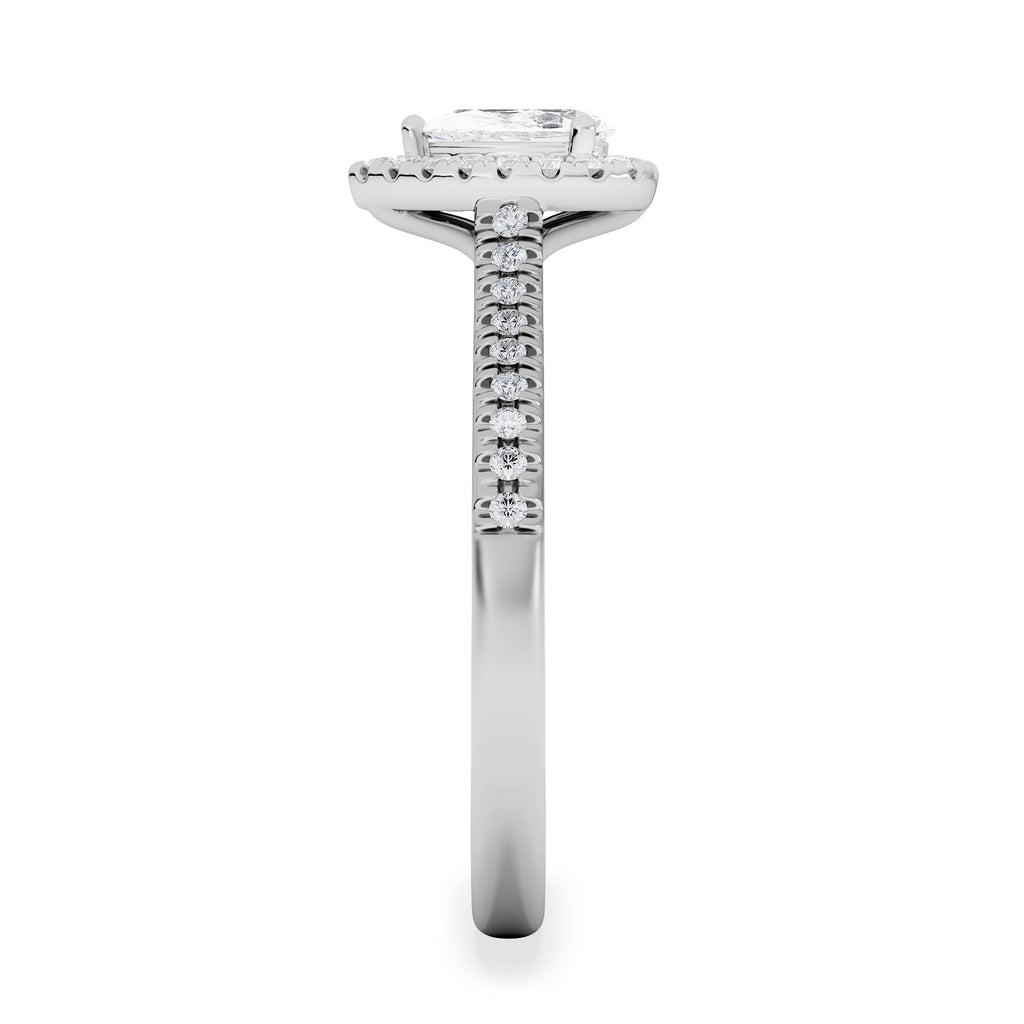 Lumia Pear Cut Lab Diamond Halo Ring 0.70ct F/VS in 9K White Gold