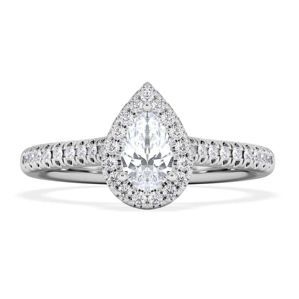 Lumia Pear Cut Lab Diamond Halo Ring 0.70ct F/VS in 9K White Gold