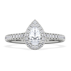 Lumia Pear Cut Lab Diamond Halo Ring 0.70ct F/VS in 9K White Gold