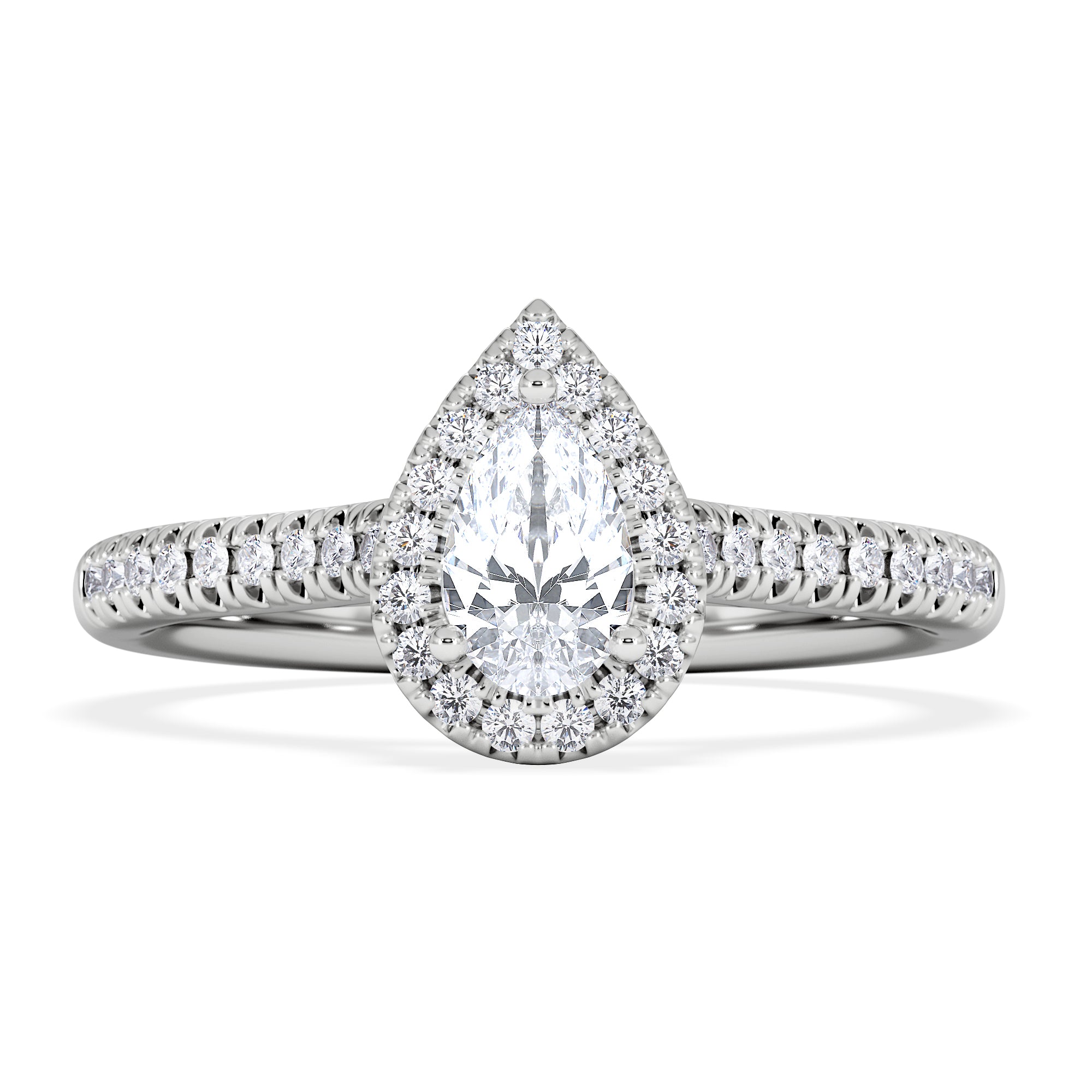 Lumia Pear Cut Lab Diamond Halo Ring 0.70ct F/VS in 9K White Gold