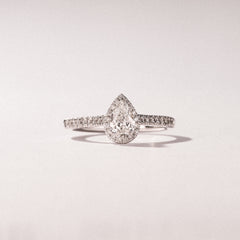 Lumia Pear Cut Lab Diamond Halo Ring 0.70ct F/VS in 9K White Gold