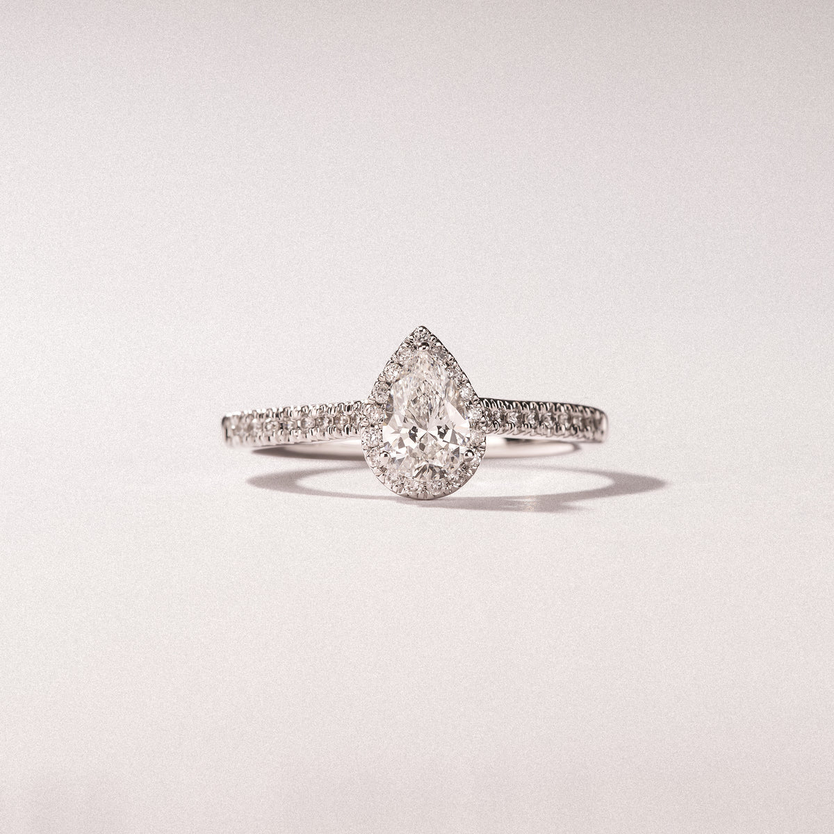 Lumia Pear Cut Lab Diamond Halo Ring 0.70ct F/VS in 9K White Gold