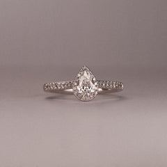 Lumia Pear Cut Lab Diamond Halo Ring 0.70ct F/VS in 9K White Gold