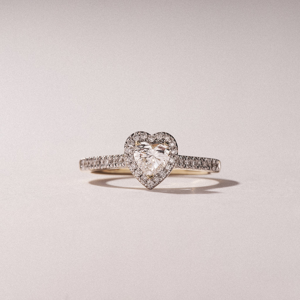 Lumia Heart Cut Lab Diamond Halo Ring 0.70ct F/VS in 9K Gold