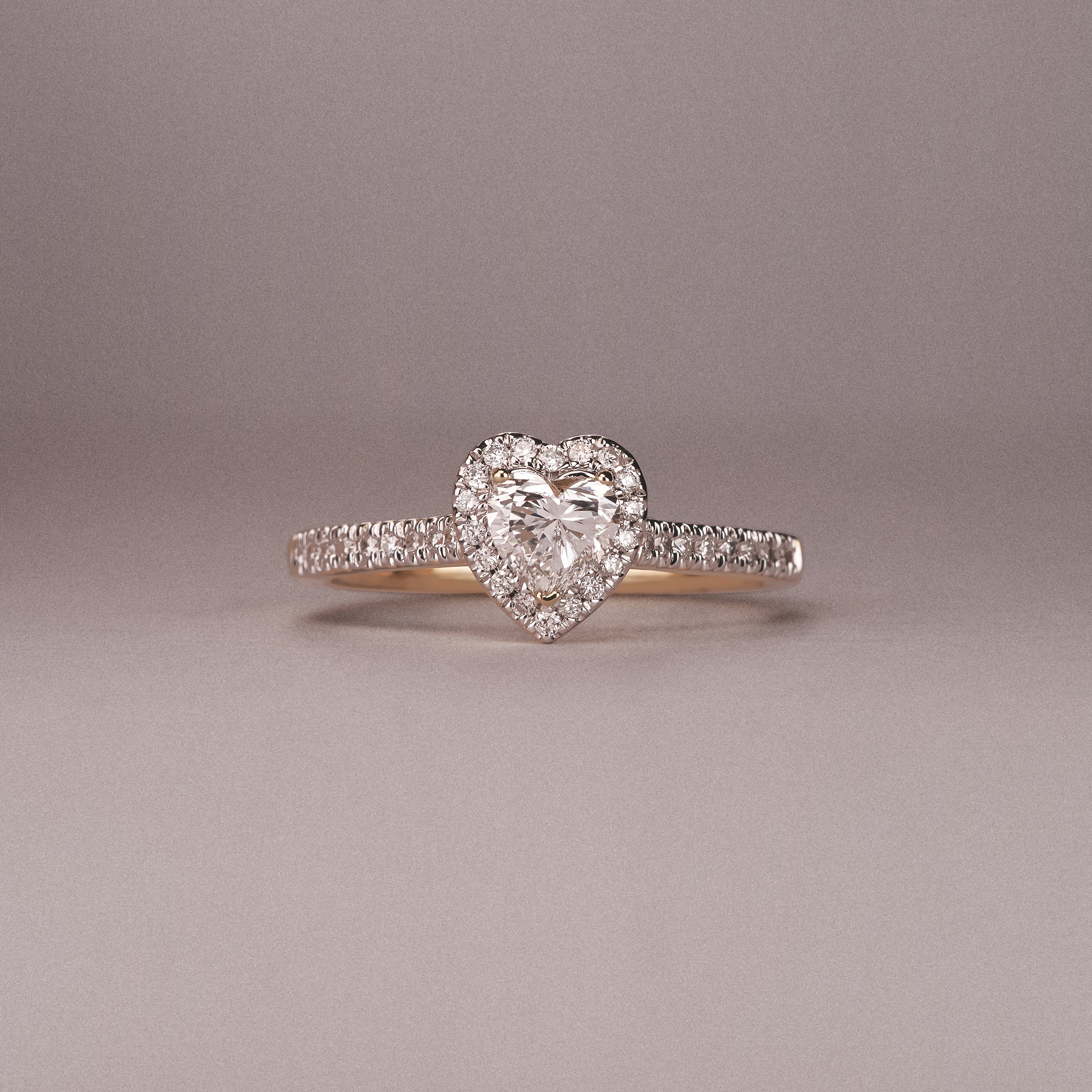 Lumia Heart Cut Lab Diamond Halo Ring 0.70ct F/VS in 9K Gold