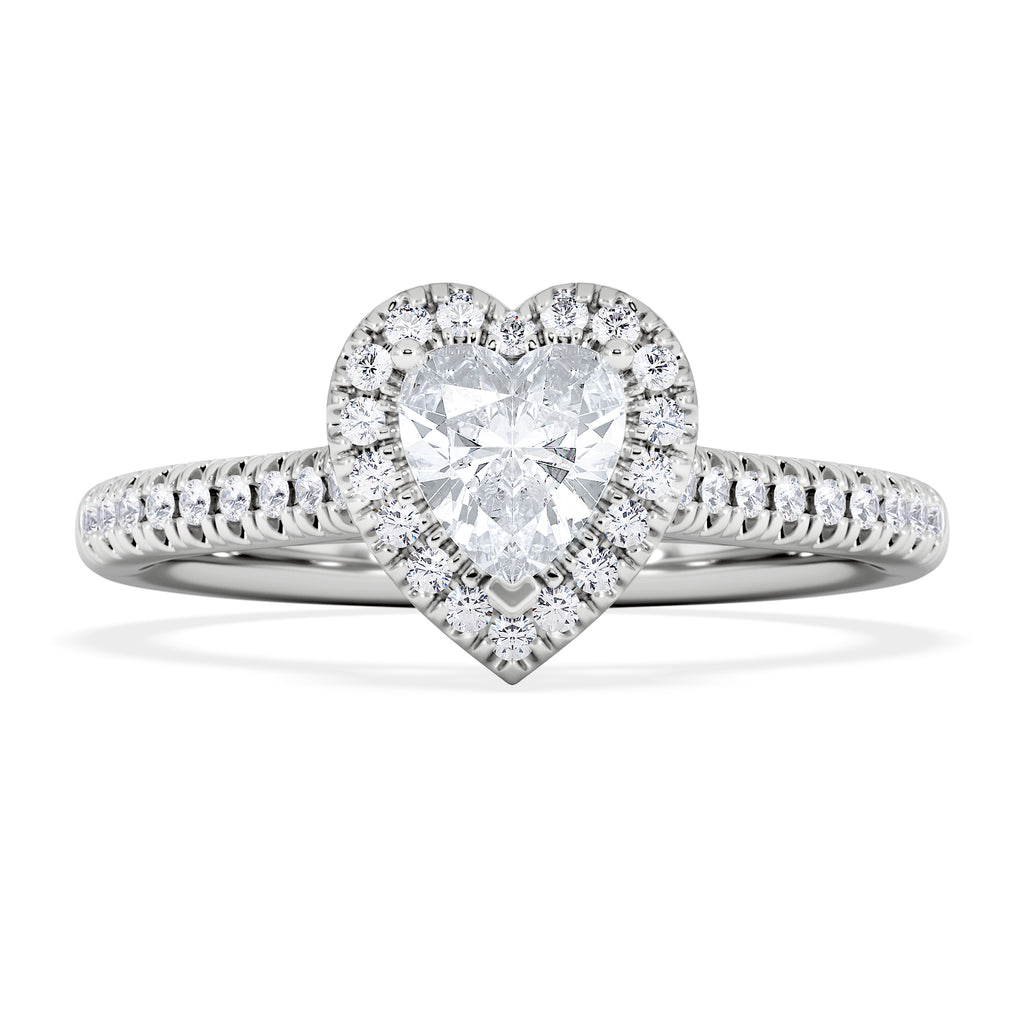 Lumia Heart Cut Lab Diamond Halo Ring 0.70ct F/VS in 9K White Gold