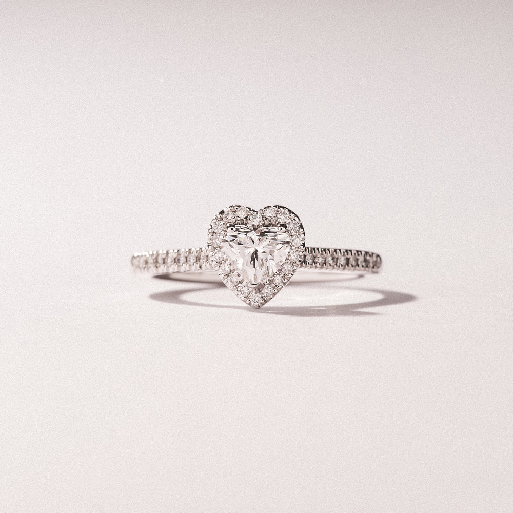 Lumia Heart Cut Lab Diamond Halo Ring 0.70ct F/VS in 9K White Gold