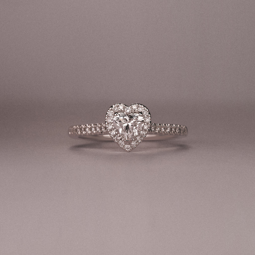 Lumia Heart Cut Lab Diamond Halo Ring 0.70ct F/VS in 9K White Gold