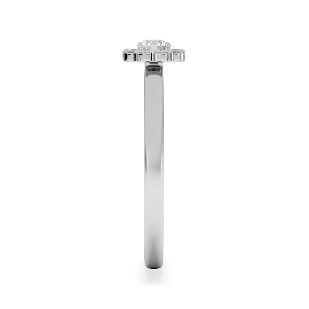 The Fleur Halo 0.30ct  H/SI Round Cut Lab Diamond Ring in Silver