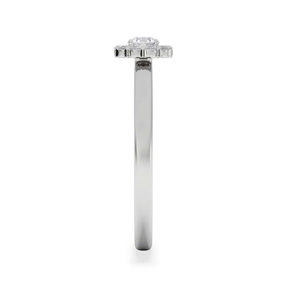 The Fleur Halo 0.30ct  H/SI Round Cut Lab Diamond Ring in Silver