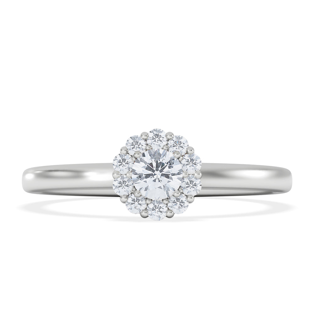 The Fleur Halo 0.30ct  H/SI Round Cut Lab Diamond Ring in Silver