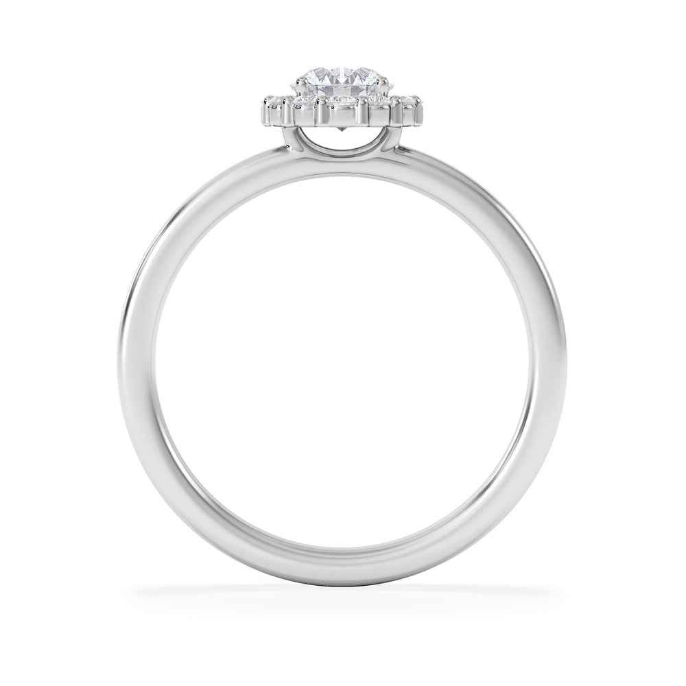 The Fleur Halo 0.50ct  H/SI Round Cut Lab Diamond Ring in 9K White Gold