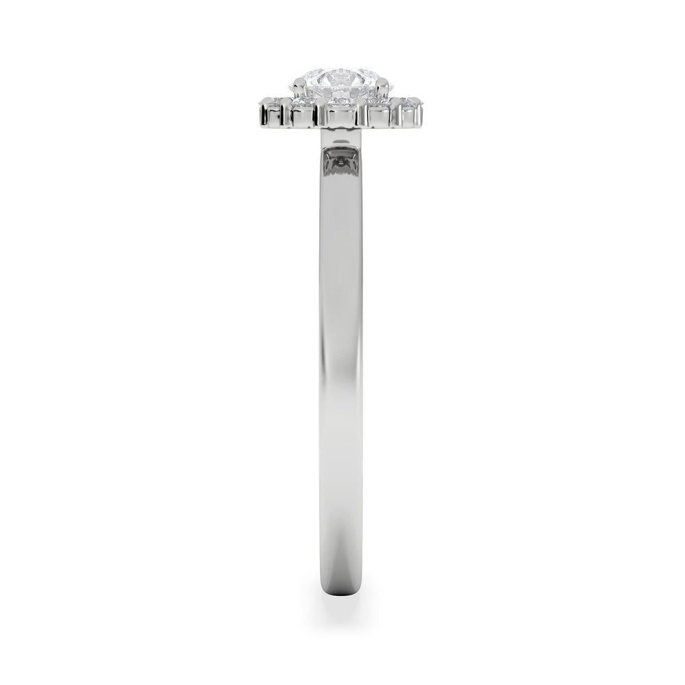 The Fleur Halo 0.50ct  H/SI Round Cut Lab Diamond Ring in 9K White Gold
