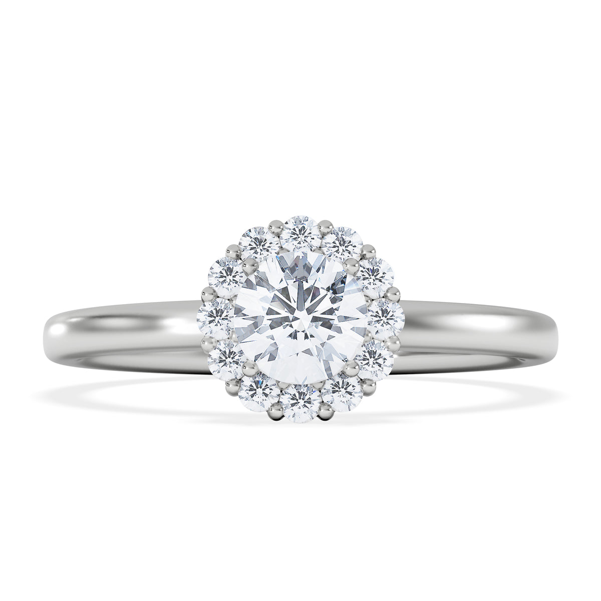 The Fleur Halo 0.50ct  H/SI Round Cut Lab Diamond Ring in 9K White Gold