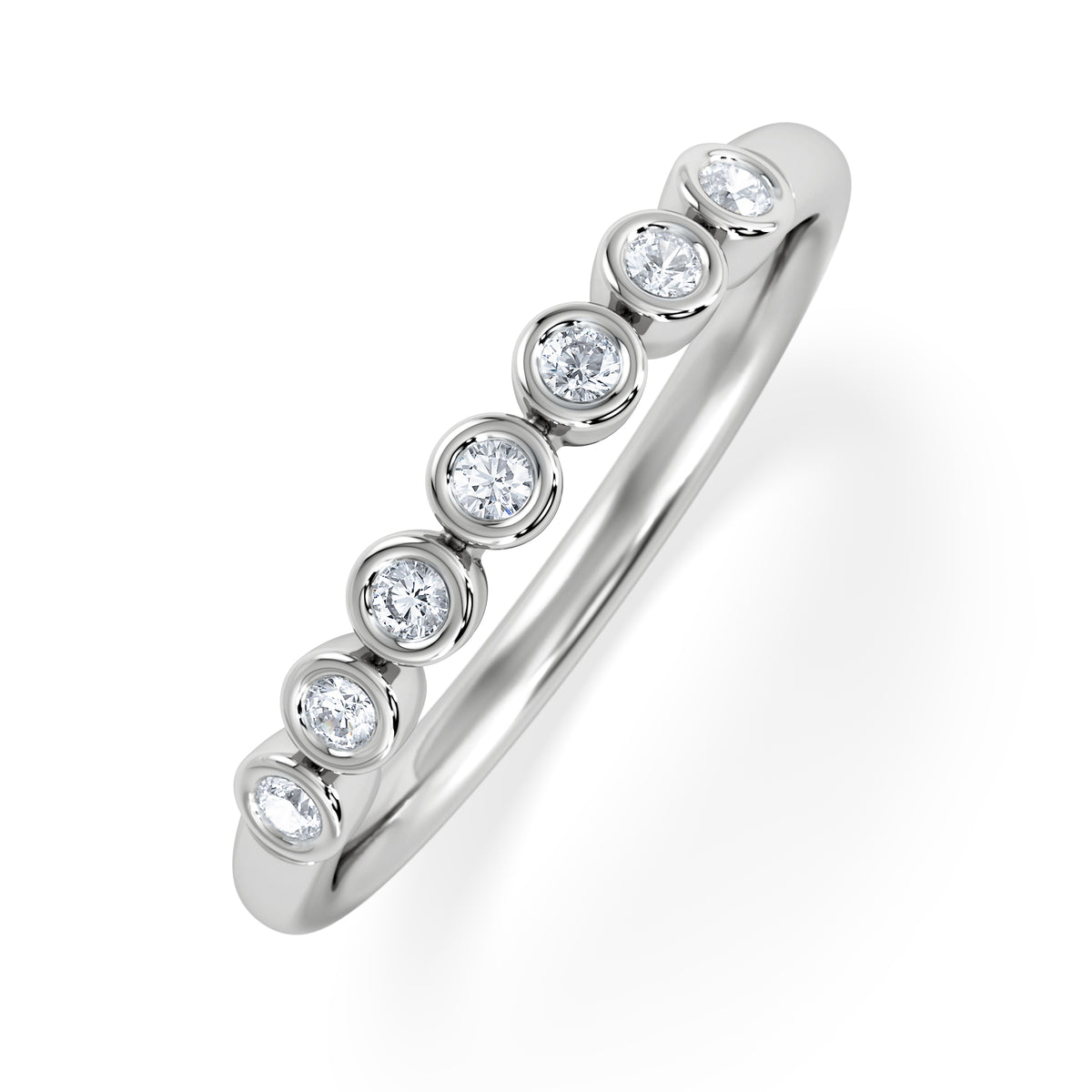 Orbit Half Band 0.15ct G/VS Round Cut Rubover Eternity Ring in Sterling Silver