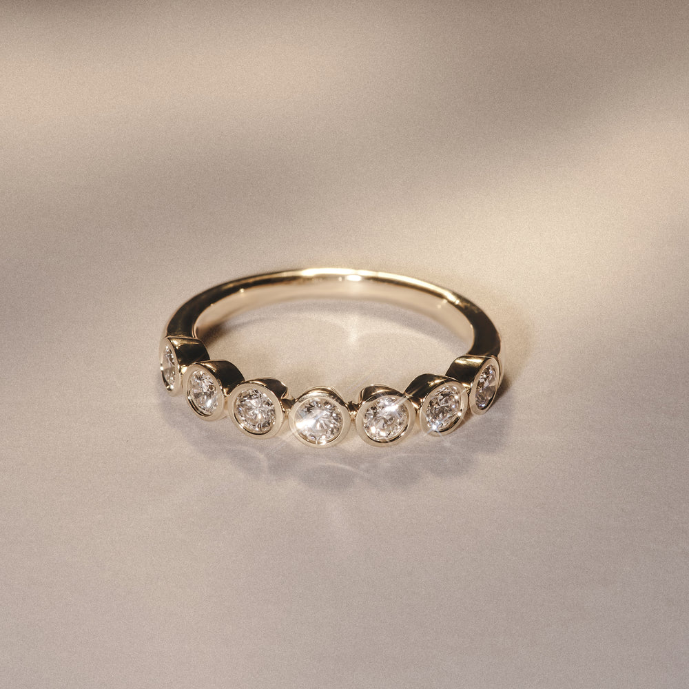 Orbit Half Band 0.30ct G/VS Round Cut Rubover Eternity Ring in 18K Gold Vemeil