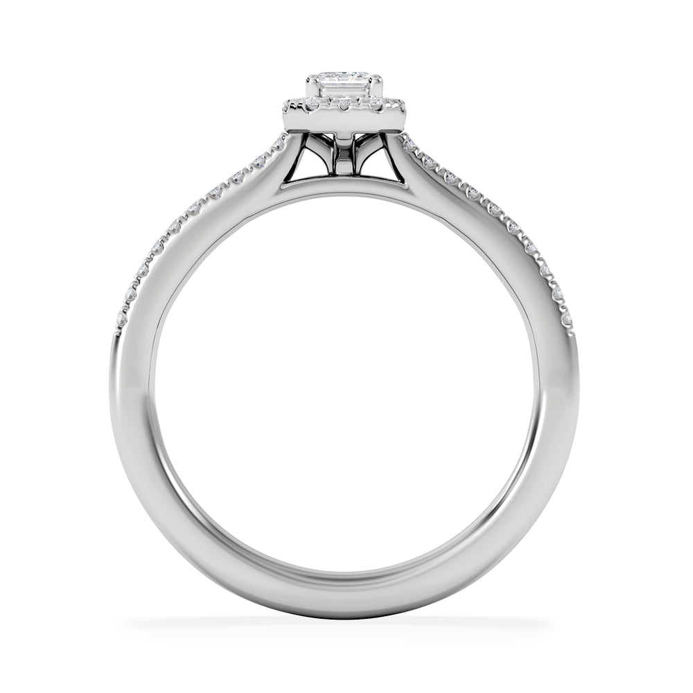 Lumia Emerald Cut Lab Diamond Halo Ring 0.33ct F/VS in 925 Silver