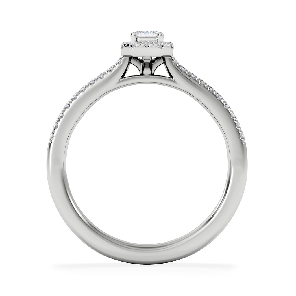 Lumia Emerald Cut Lab Diamond Halo Ring 0.33ct F/VS in 925 Silver