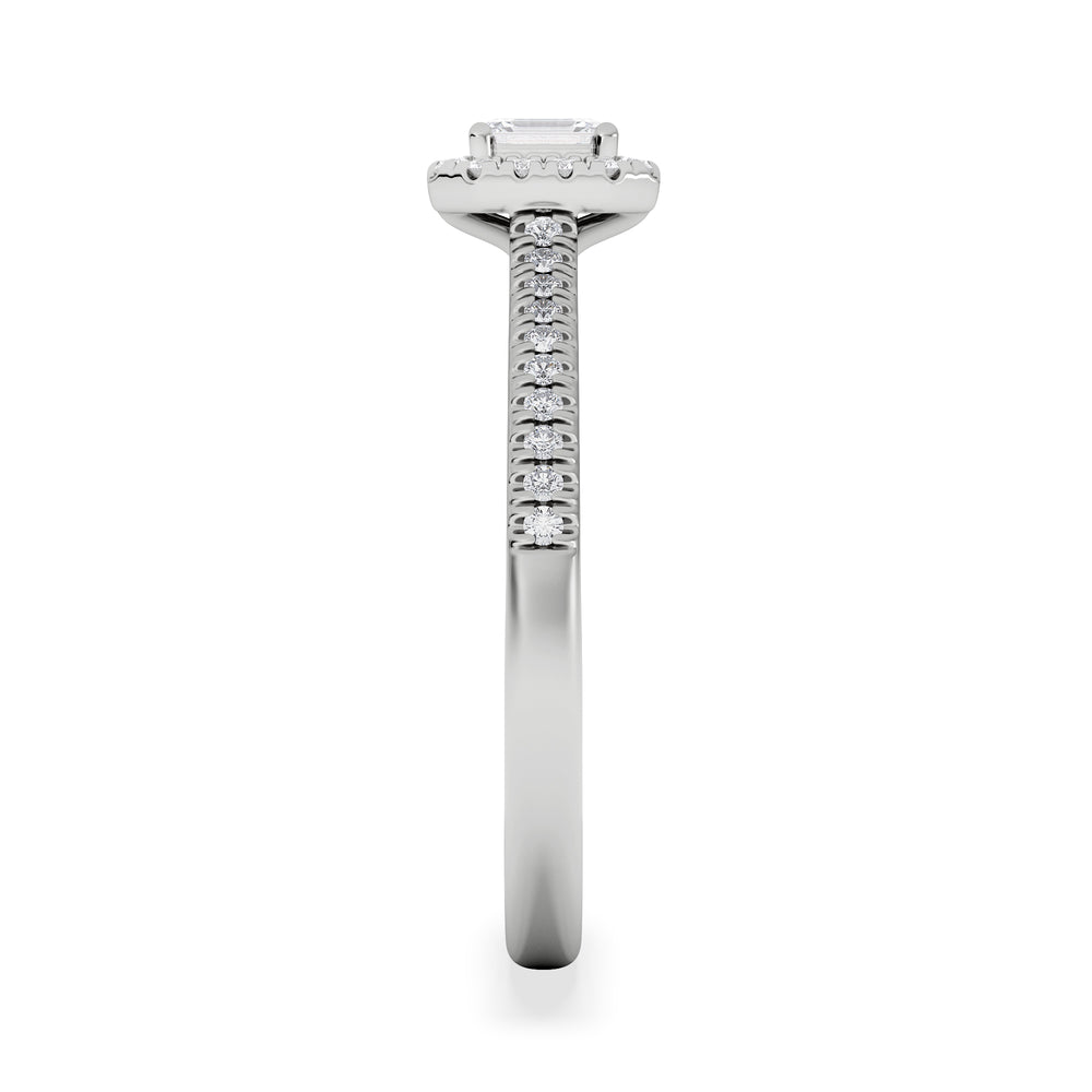 Lumia Emerald Cut Lab Diamond Halo Ring 0.33ct F/VS in 925 Silver