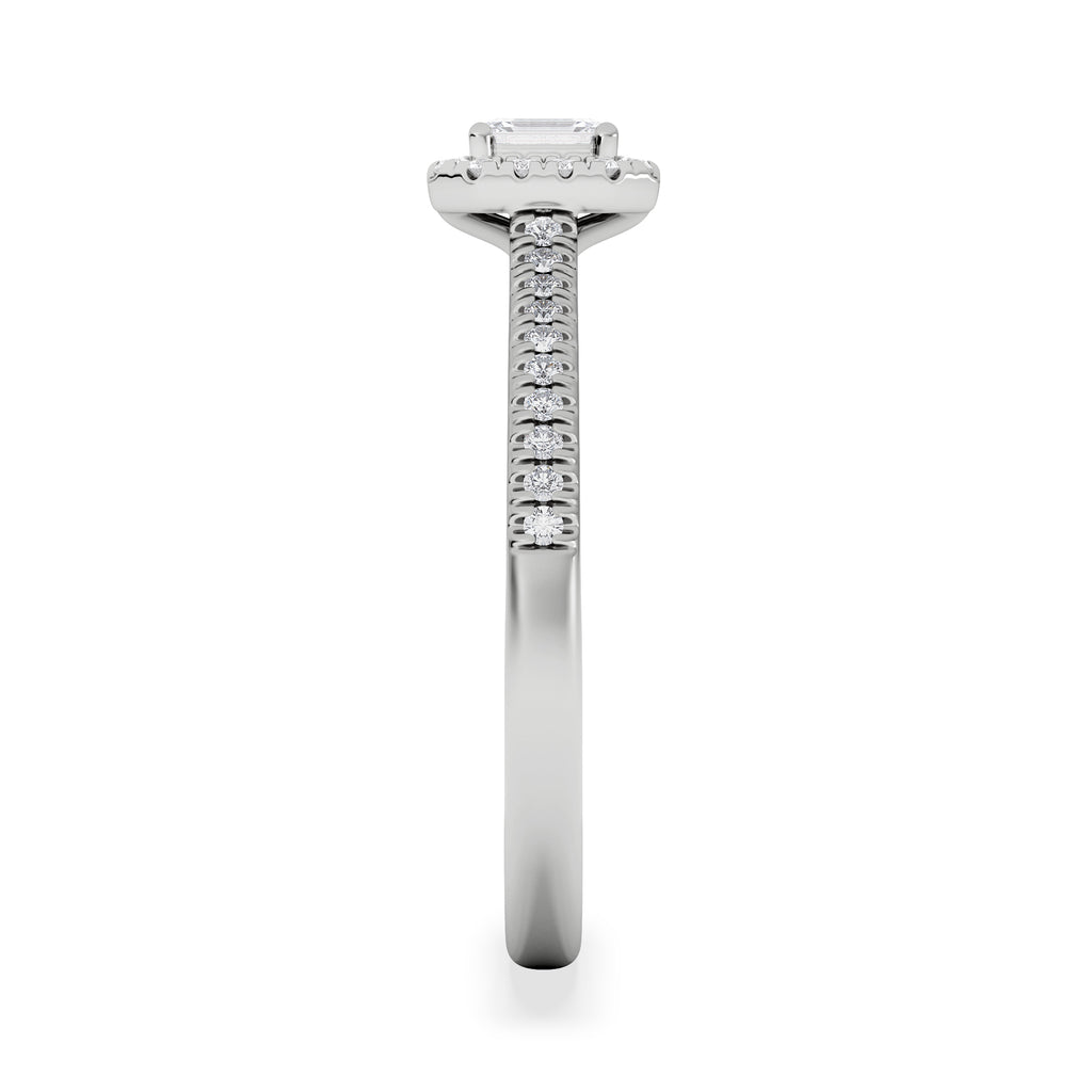 Lumia Emerald Cut Lab Diamond Halo Ring 0.33ct F/VS in 925 Silver
