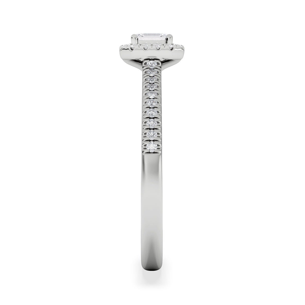 Lumia Emerald Cut Lab Diamond Halo Ring 0.33ct F/VS in 925 Silver