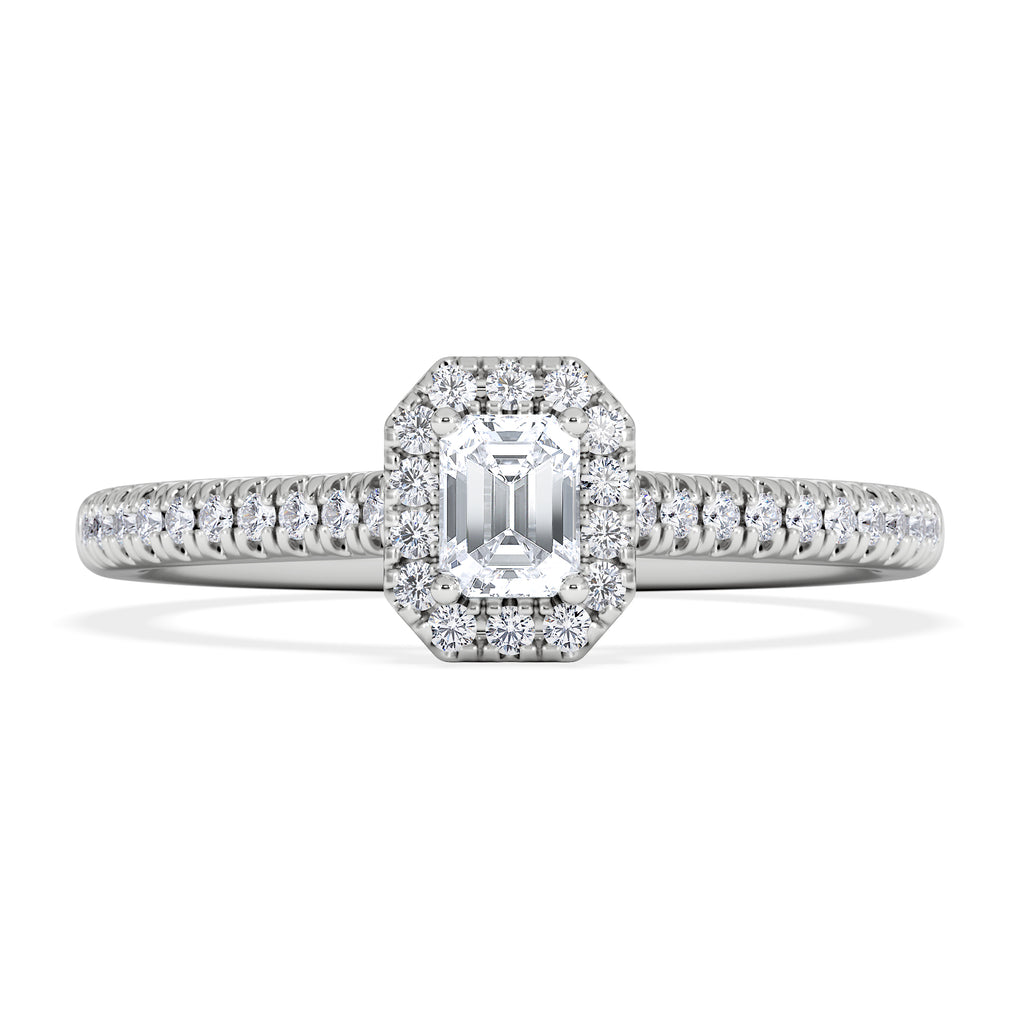Lumia Emerald Cut Lab Diamond Halo Ring 0.33ct F/VS in 925 Silver