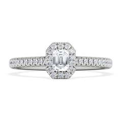 Lumia Emerald Cut Lab Diamond Halo Ring 0.33ct F/VS in 925 Silver