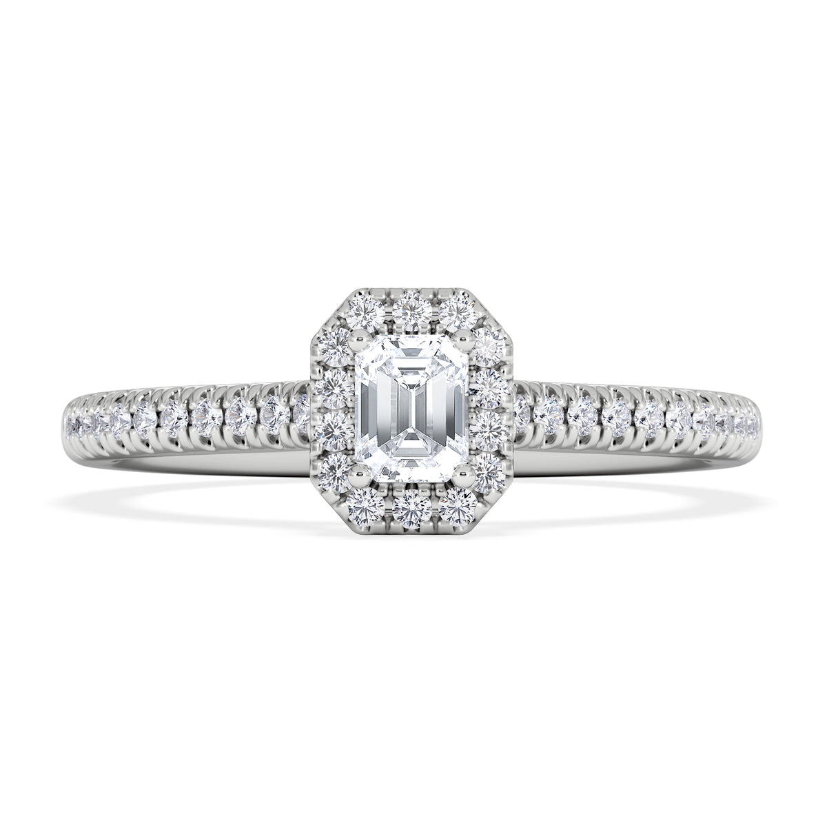 Lumia Emerald Cut Lab Diamond Halo Ring 0.33ct F/VS in 925 Silver