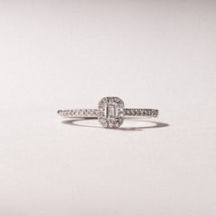 Lumia Emerald Cut Lab Diamond Halo Ring 0.33ct F/VS in 925 Silver