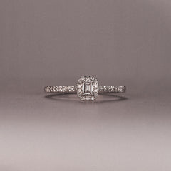 Lumia Emerald Cut Lab Diamond Halo Ring 0.33ct F/VS in 925 Silver