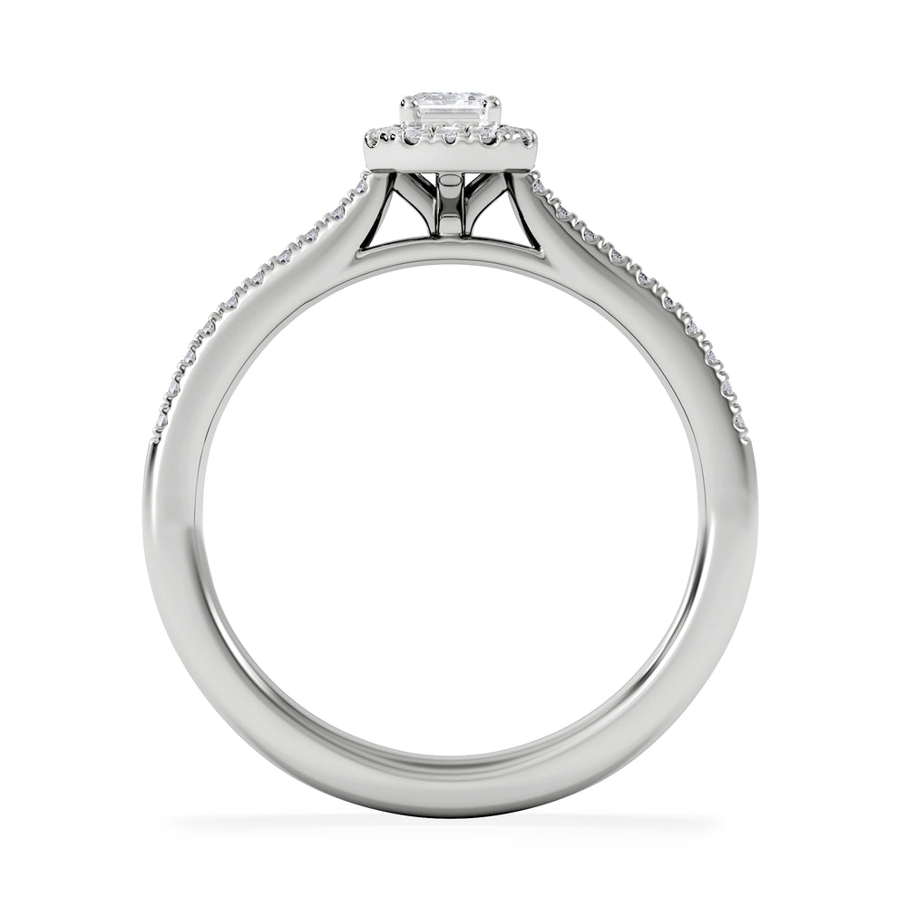 Lumia Emerald Cut Lab Diamond Halo Ring 0.50ct F/VS in 925 Silver