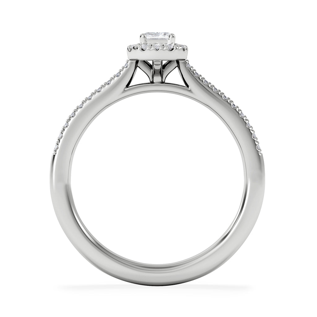 Lumia Emerald Cut Lab Diamond Halo Ring 0.50ct F/VS in 925 Silver