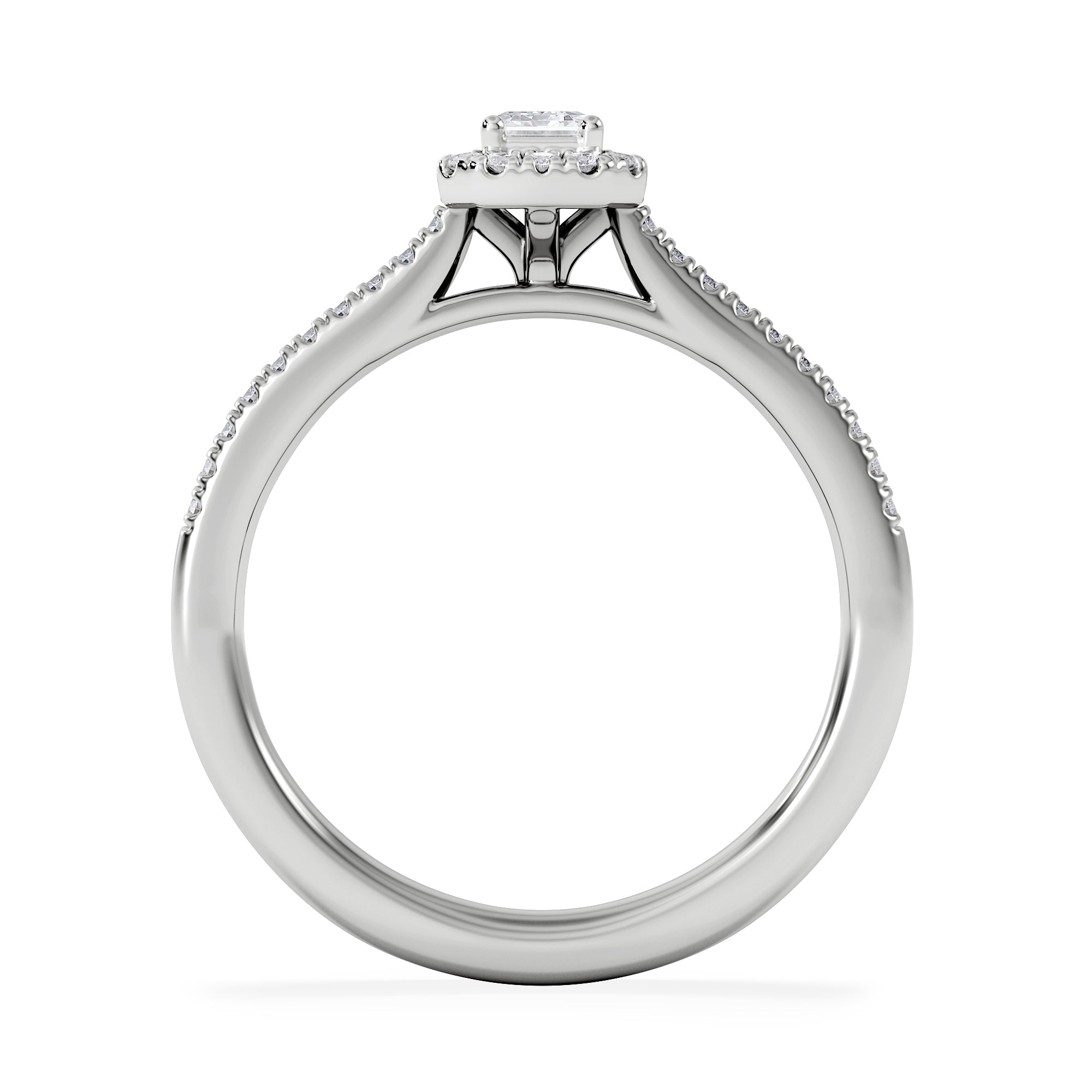Lumia Emerald Cut Lab Diamond Halo Ring 0.50ct F/VS in 925 Silver