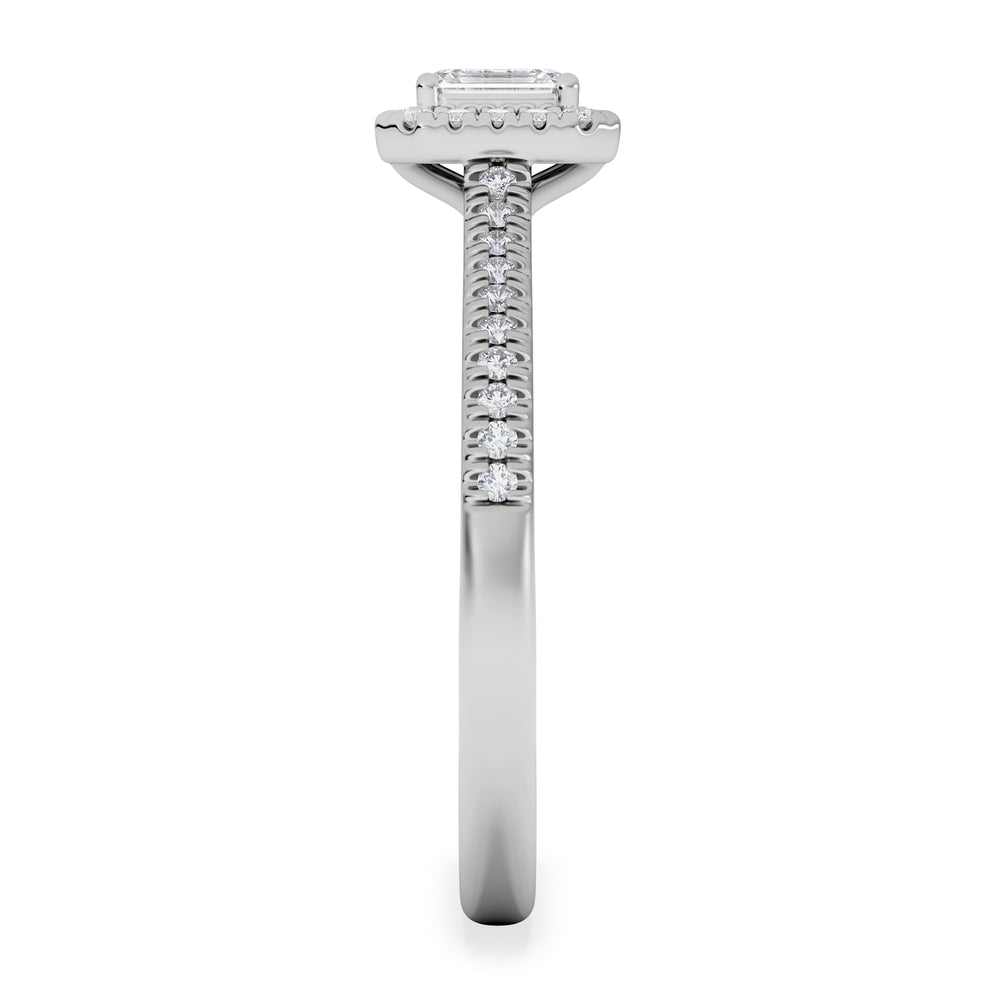 Lumia Emerald Cut Lab Diamond Halo Ring 0.50ct F/VS in 925 Silver