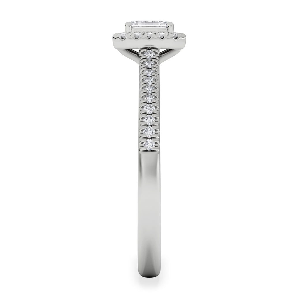 Lumia Emerald Cut Lab Diamond Halo Ring 0.50ct F/VS in 925 Silver
