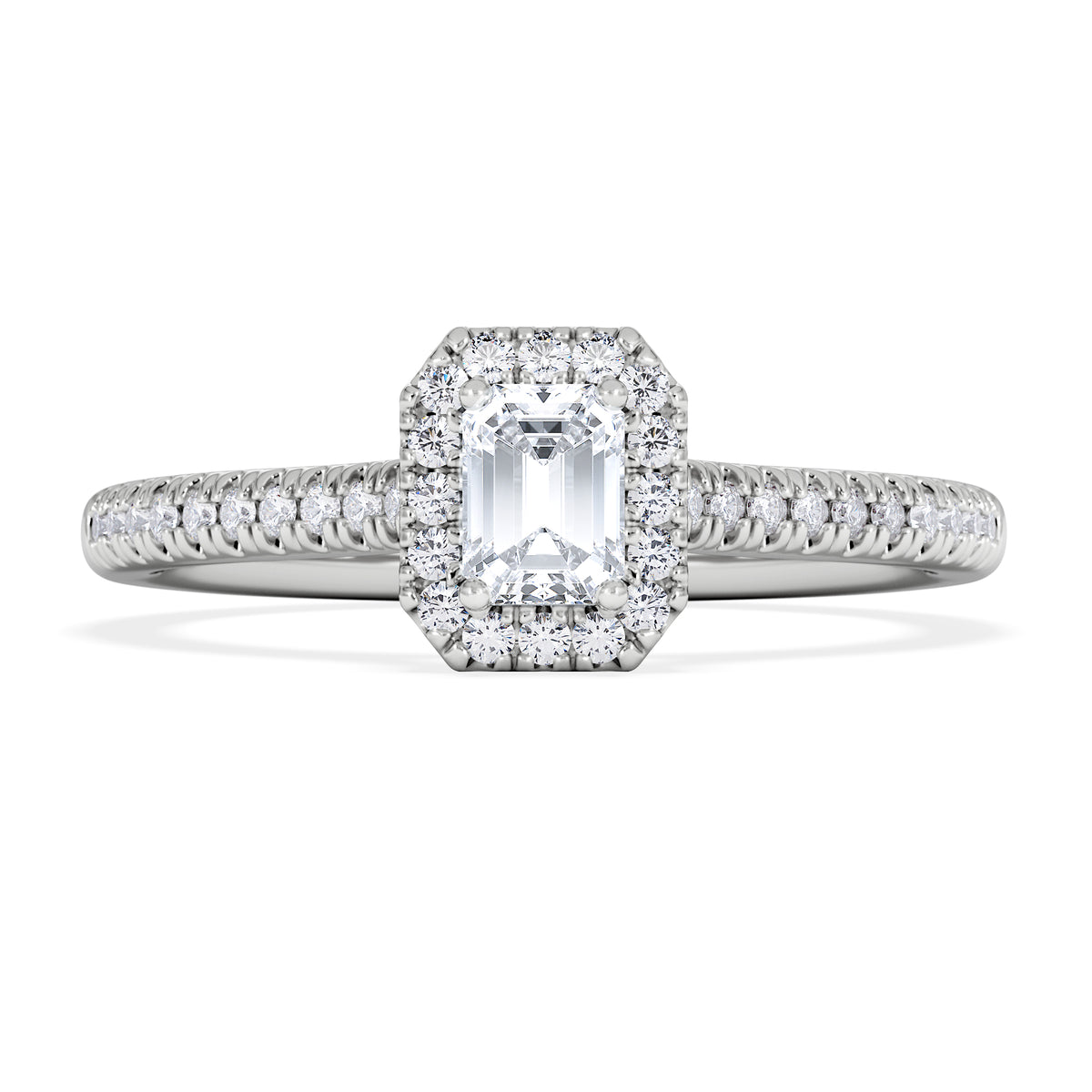 Lumia Emerald Cut Lab Diamond Halo Ring 0.50ct F/VS in 925 Silver