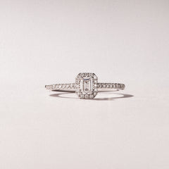 Lumia Emerald Cut Lab Diamond Halo Ring 0.50ct F/VS in 925 Silver